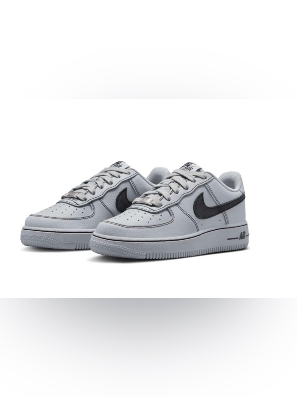 Boys Nike Air Force 1 Wolf Gray and Black Size 4.5